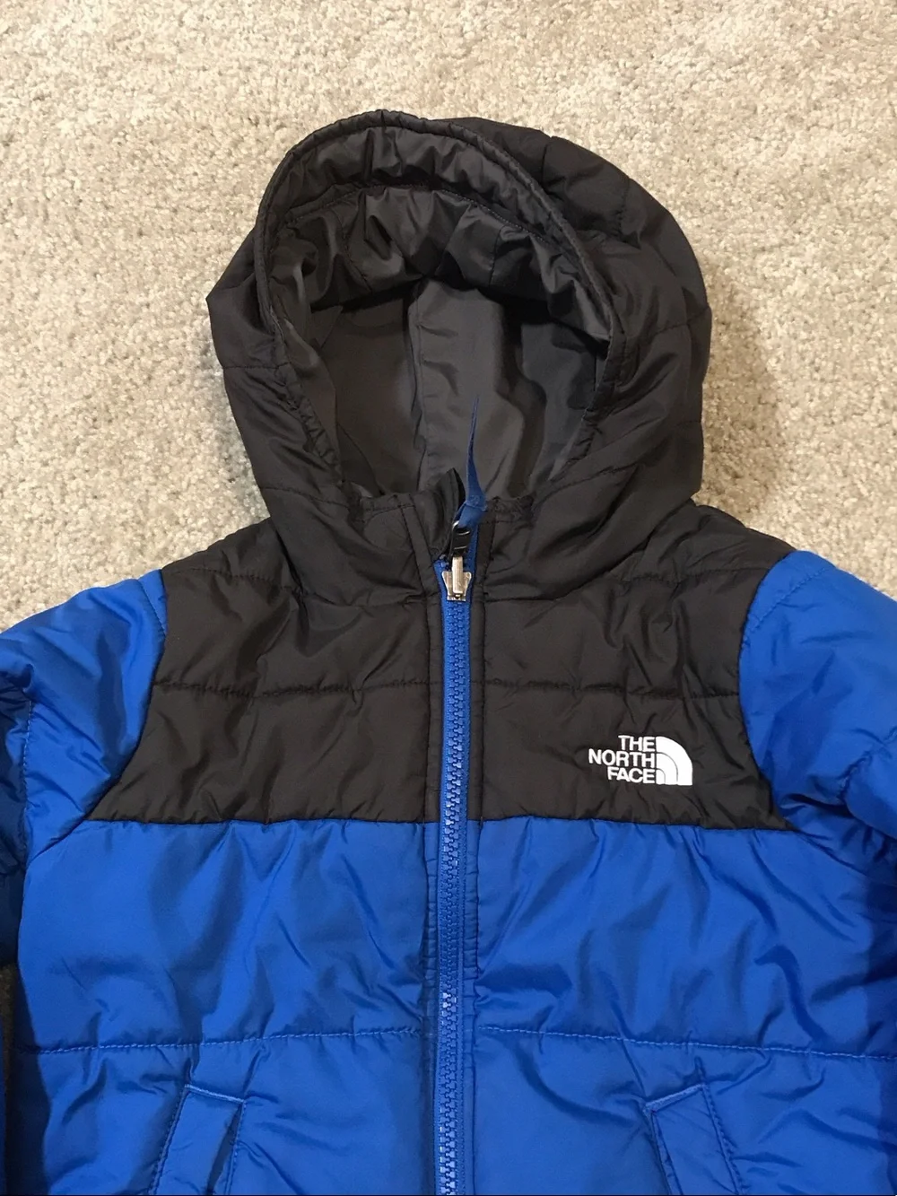 The North Face Kids Reversible Hooded Puffer Jacket - Black and Blue
